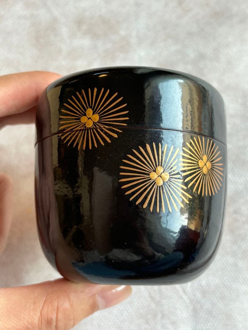 茶道具 而妙斎好 唐松蒔絵 一閑　大棗　一峰