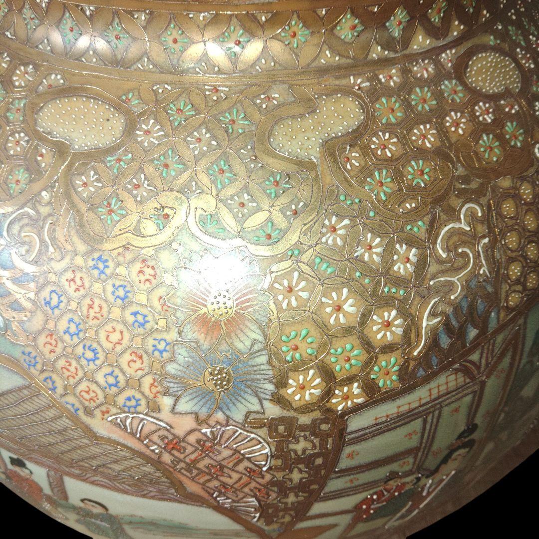 薩摩銘　金彩人物図瓢箪壺　大壺　飾壺　鑑賞用