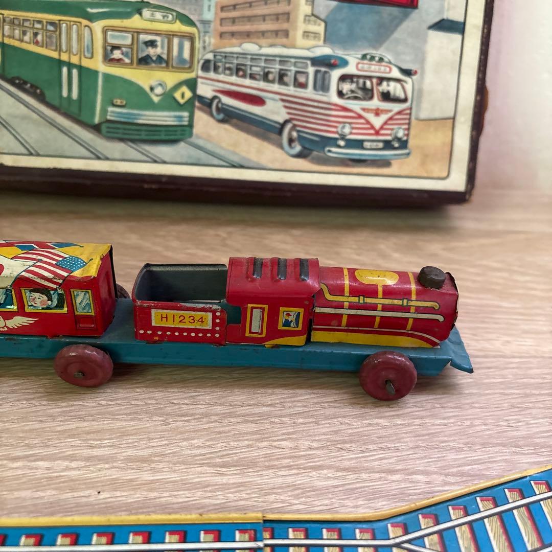 ブリキ　ロータリー電車　蒸気機関車　2点　昭和レトロ　アンティーク 日本製