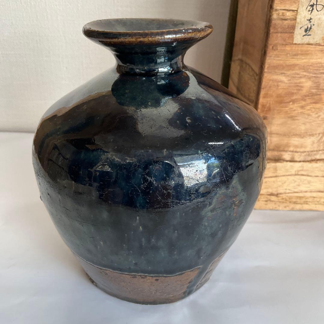 古伊万里　瑠璃釉海鼠壺　江戸時代中期頃