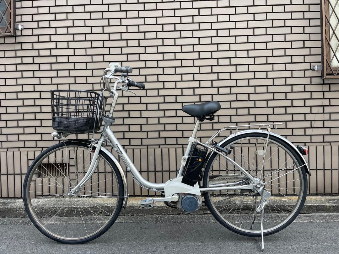 電動アシスト自転車 シルバー 前バスケット付き