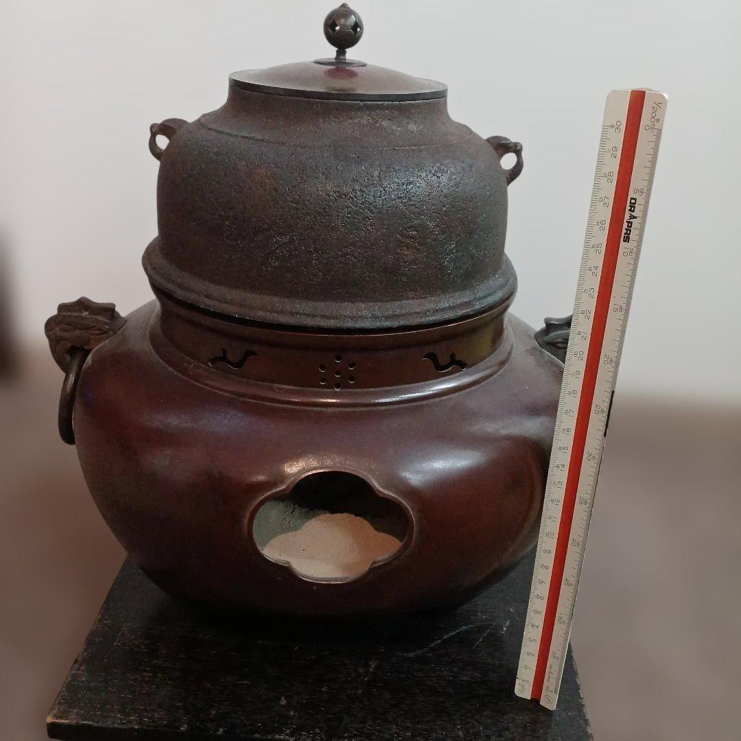 銅製 茶道具 釜 蓋付き