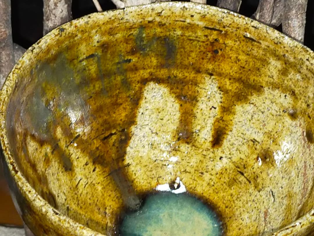 ♥☆彡　骨董　美濃焼　黄瀬戸　茶碗　無銘　骨董　古玩　中国　アンティーク