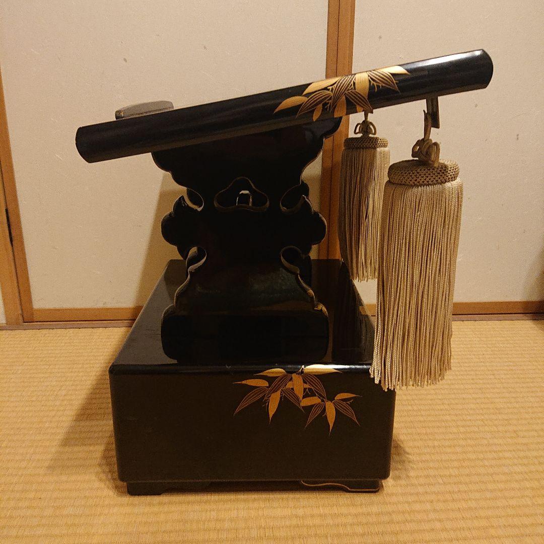 値下げ 螺鈿 浄瑠璃 見台 家紋入り 収納箱つき