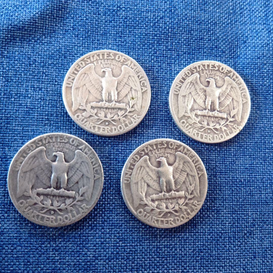 1953年 アメリカ 銀製クォータードル 4枚セット
