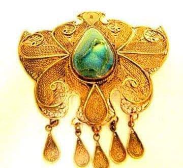 シルバー&天然石　ヘッドドレス　ネックレス　コサージュ