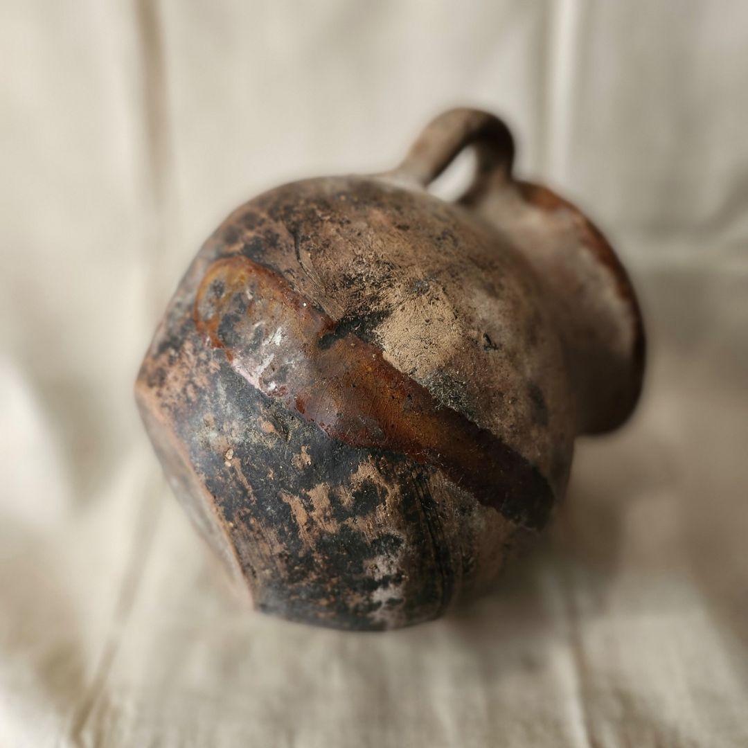 出土品 丸い土器壺 骨董 アンティーク 古道具