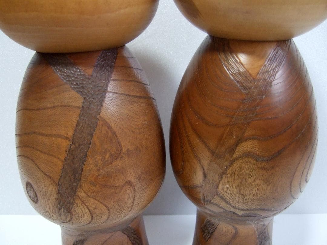 創作こけし 渡辺正雄「無心」高さ36cm 37cm 2体まとめて Kokeshi
