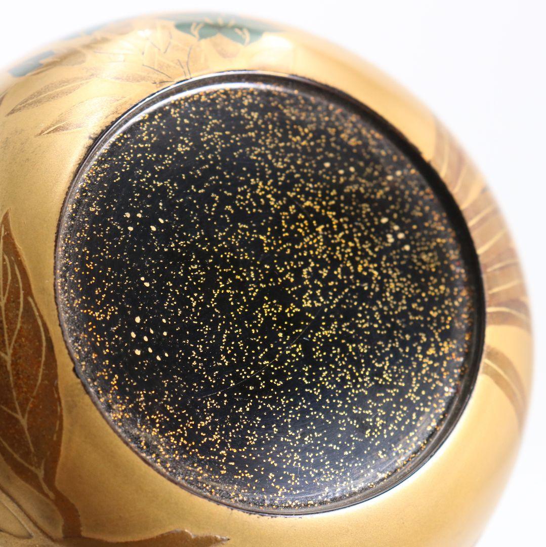 久世宗春作 四季草花金蒔絵 平棗 内金塗 梨子地 茶道具 共箱　DW947　N7