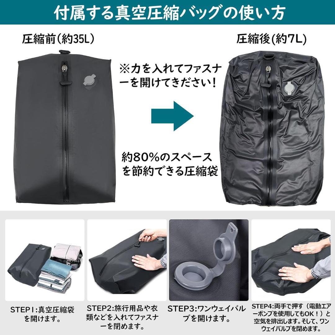 スーツケース 機内持込 42L 真空圧縮袋付 電動ポンプ付 ブラック