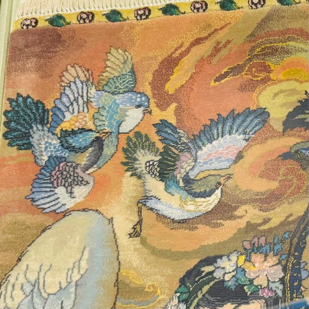 中国美術 手織り シルク 段通 緞通 天女 手織り絨毯 飾り 額付き 骨董