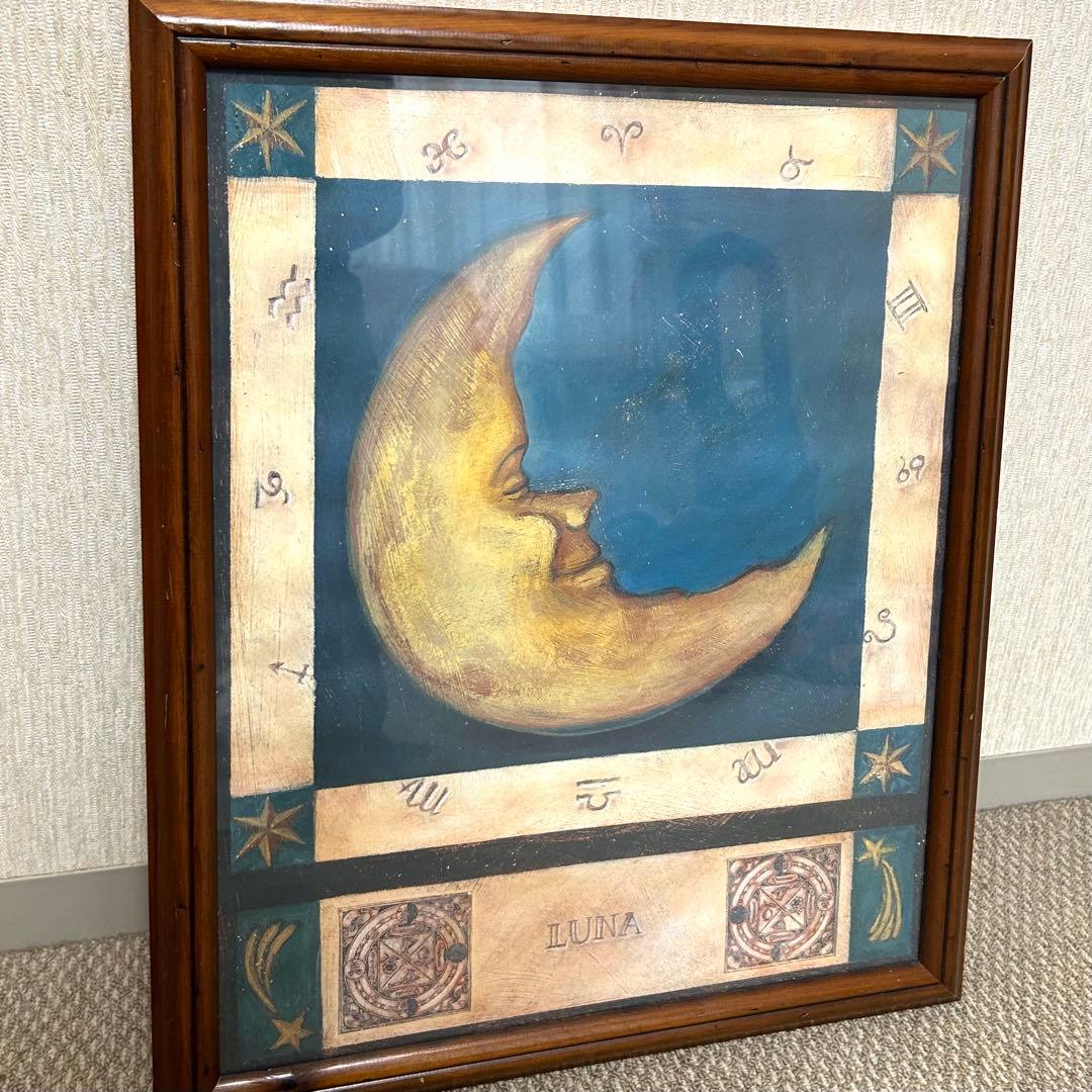 【匿名配送】 LUNA 月の顔 絵 アート 額付き