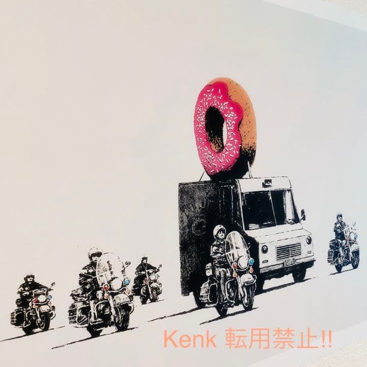 バンクシー　ストロベリードーナツ　キャンバスアート　50×70cm Banksy