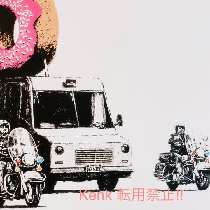 バンクシー　ストロベリードーナツ　キャンバスアート　50×70cm Banksy