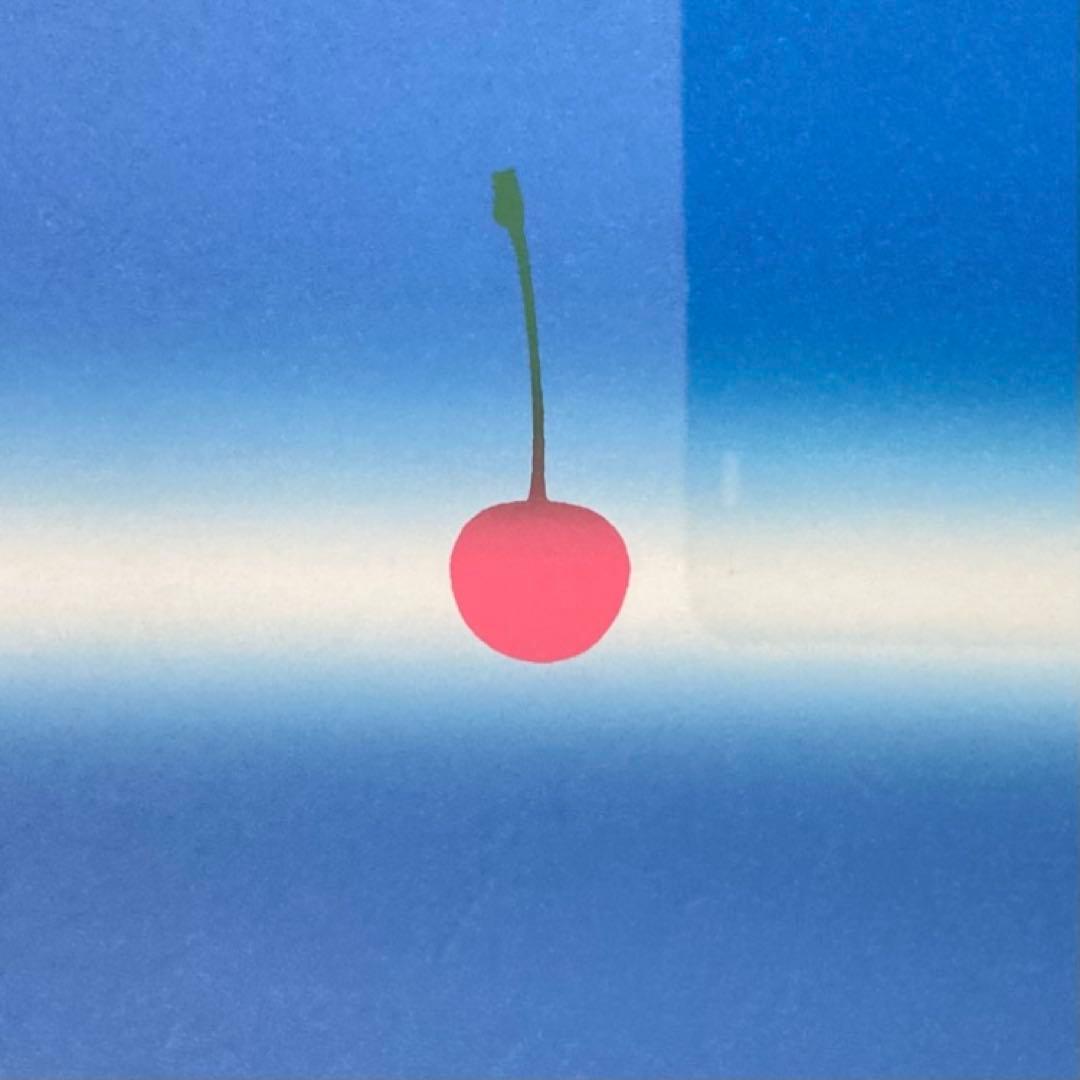 中村憲之 さくらんぼ シルクスクリーン 大型 横長 青色 ポップ モダン レトロ