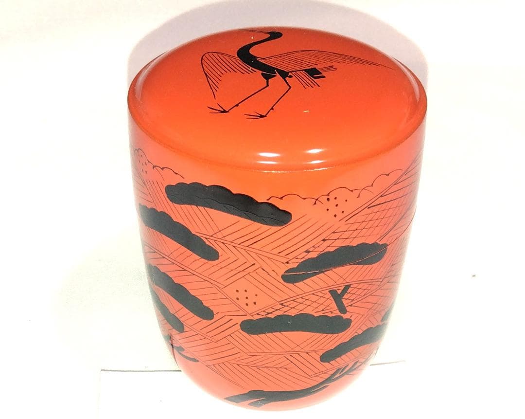 茶道具　加賀蒔絵師　中村宗悦作　曙棗　鶴亀に老松蓬莱山蒔絵曙棗　未使用超美品！！