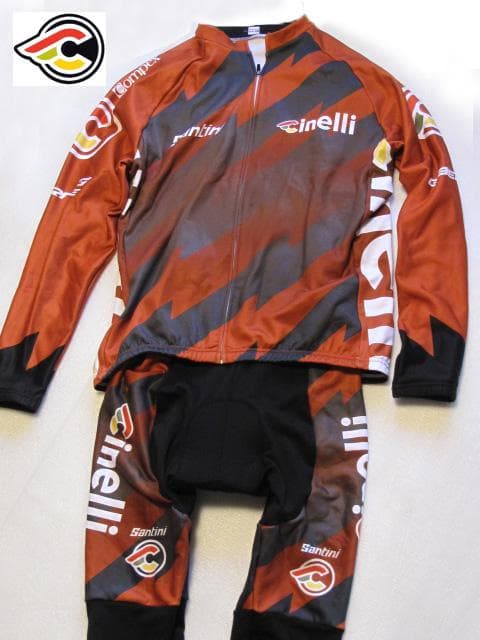 Cinelli 長袖ジャージ ビブタイツ Santini 上下セット