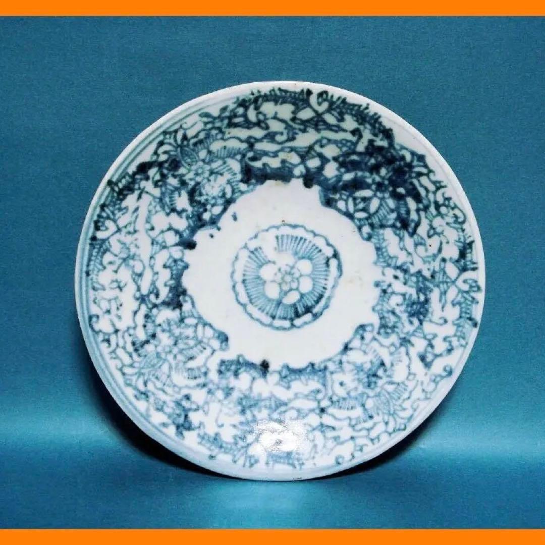 185『中国美術 花唐草 皿』　/骨董品 古美術 古玩 アンティーク