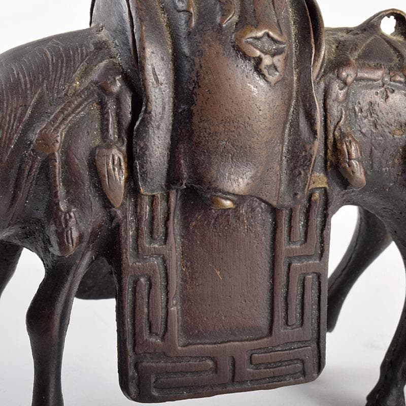 中国　古銅宣徳銅　馬に寿老人　のったり香炉　V　R5033