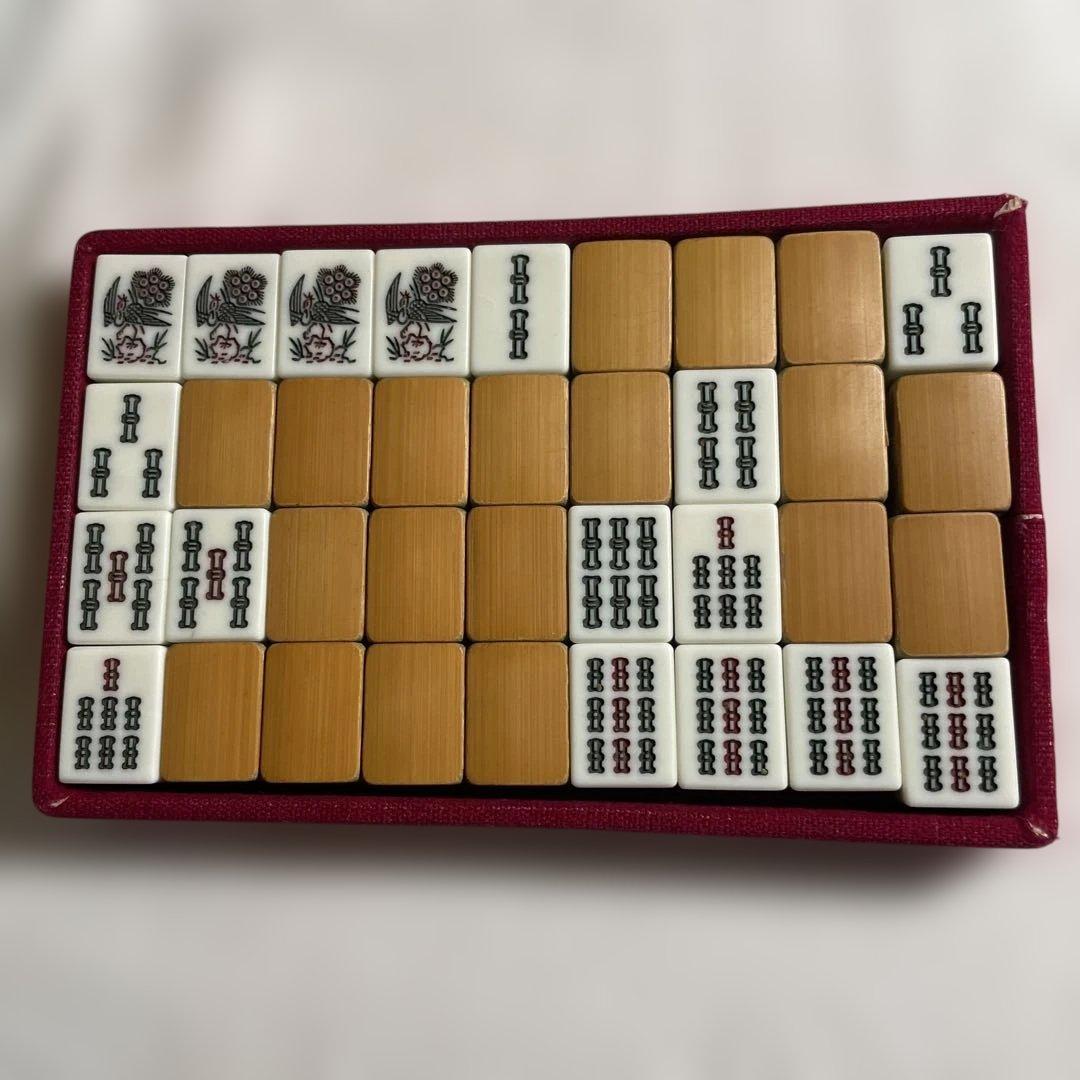 【希少】昭和レトロ 骨牌 竹背 麻雀牌セット 手彫り 手作り 高級品