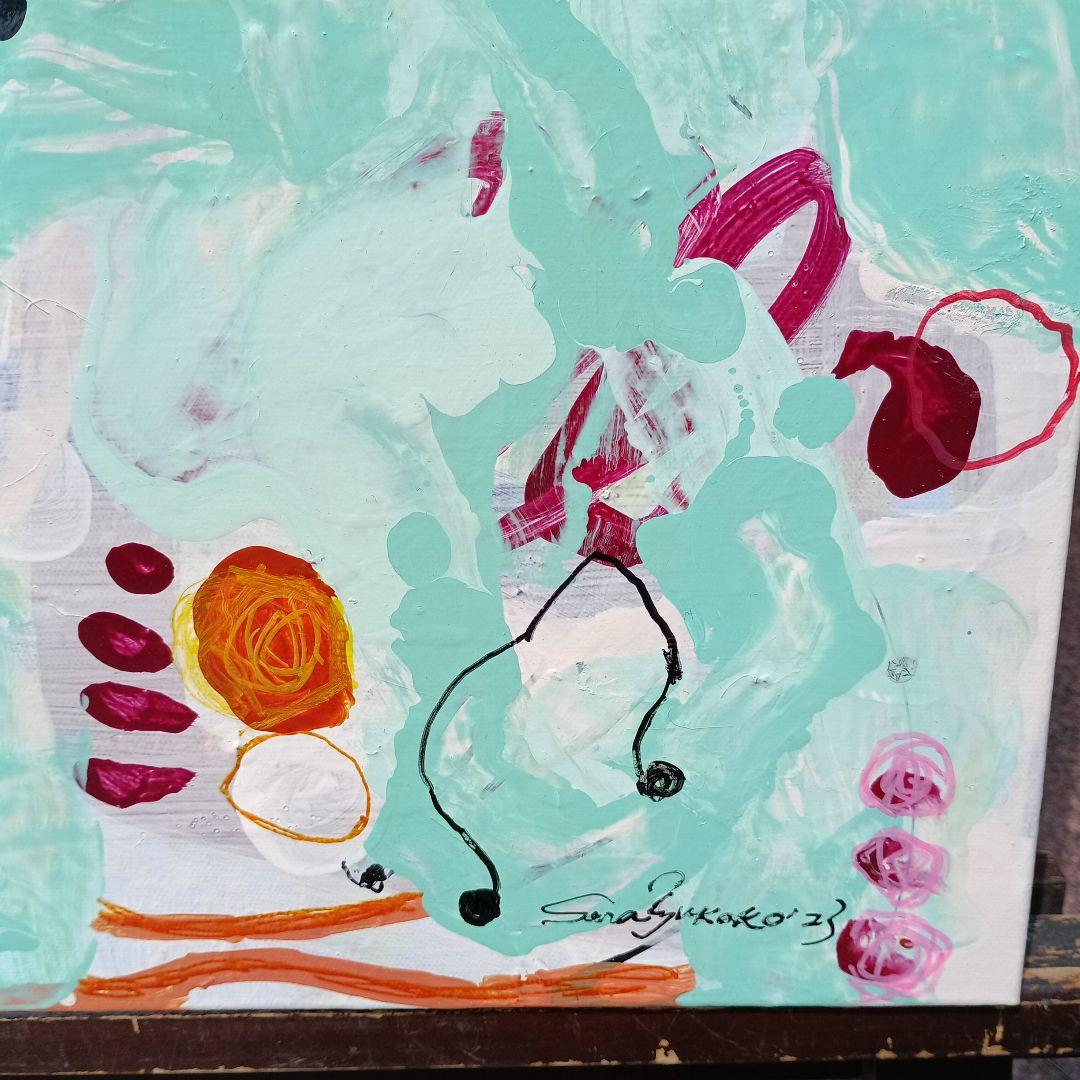 サラユカコ　榊原由香子　約20号アクリル　ティファニーブルーの誘惑