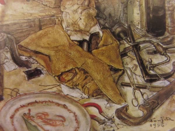 藤田嗣治、【すぐ戻ります（蚤の市）】、希少な限定額装用画集画、新品高級額 額装付