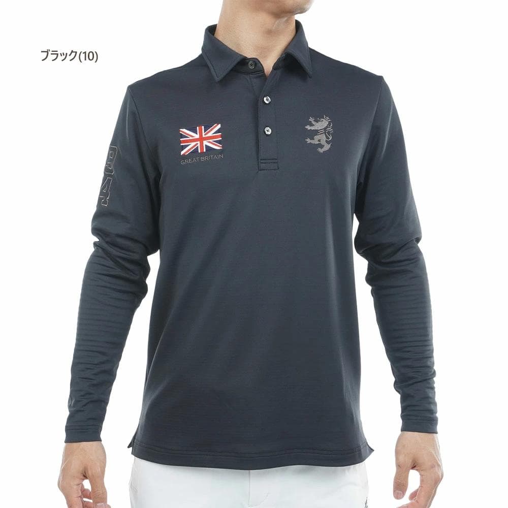 アドミラル ゴルフ フラッグシャツ〔速ポカ〕【L寸】ブラック　adma590