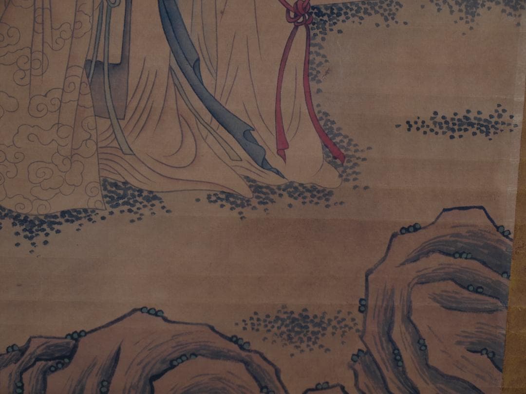 骨董市仕入れ品　中国清時代の掛軸　人物図　肉筆保証　 DE765A7-3