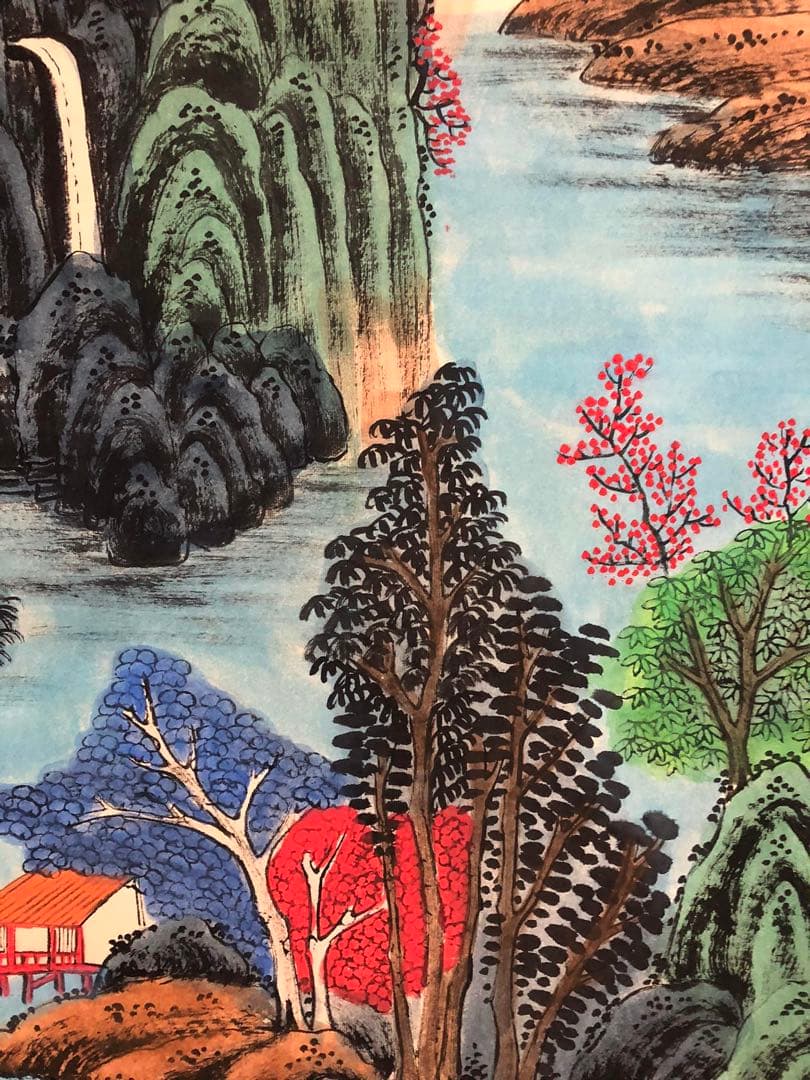 董其昌 山水画 掛け軸 手描き 中国美術 絵画 書画 山水図 風景画 インテリア