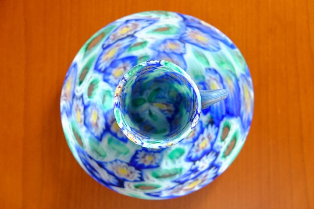 ミルフィオリ カップ＆ソーサー グラス 吹きガラス 作家 飯塚亜裕子 ムリーニ