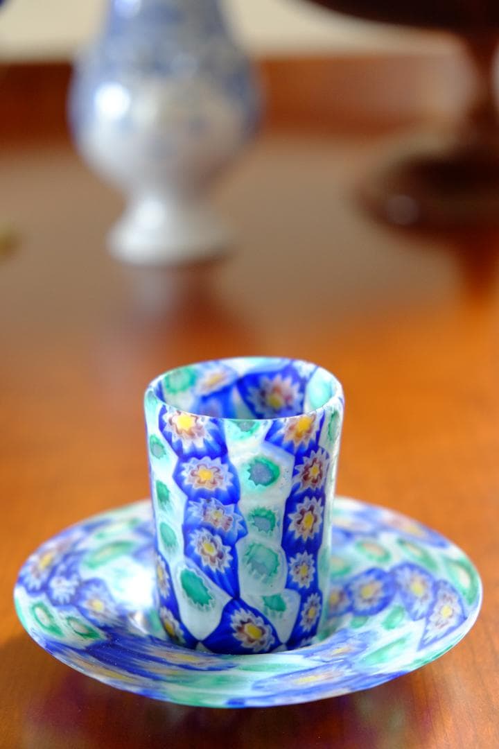 ミルフィオリ カップ＆ソーサー グラス 吹きガラス 作家 飯塚亜裕子 ムリーニ