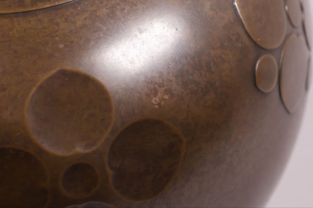 高岡銅器 鋳師 中村義一 八葉文 青銅 花瓶 高27cm 共箱 壷【MB201】