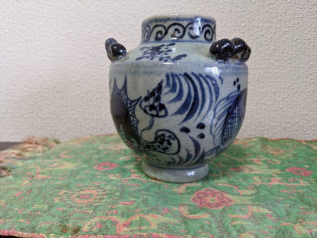 ⭐中国古陶磁 安南染付胴継ぎ小壺瓶！遺品少数 明時代 古美術 骨董品