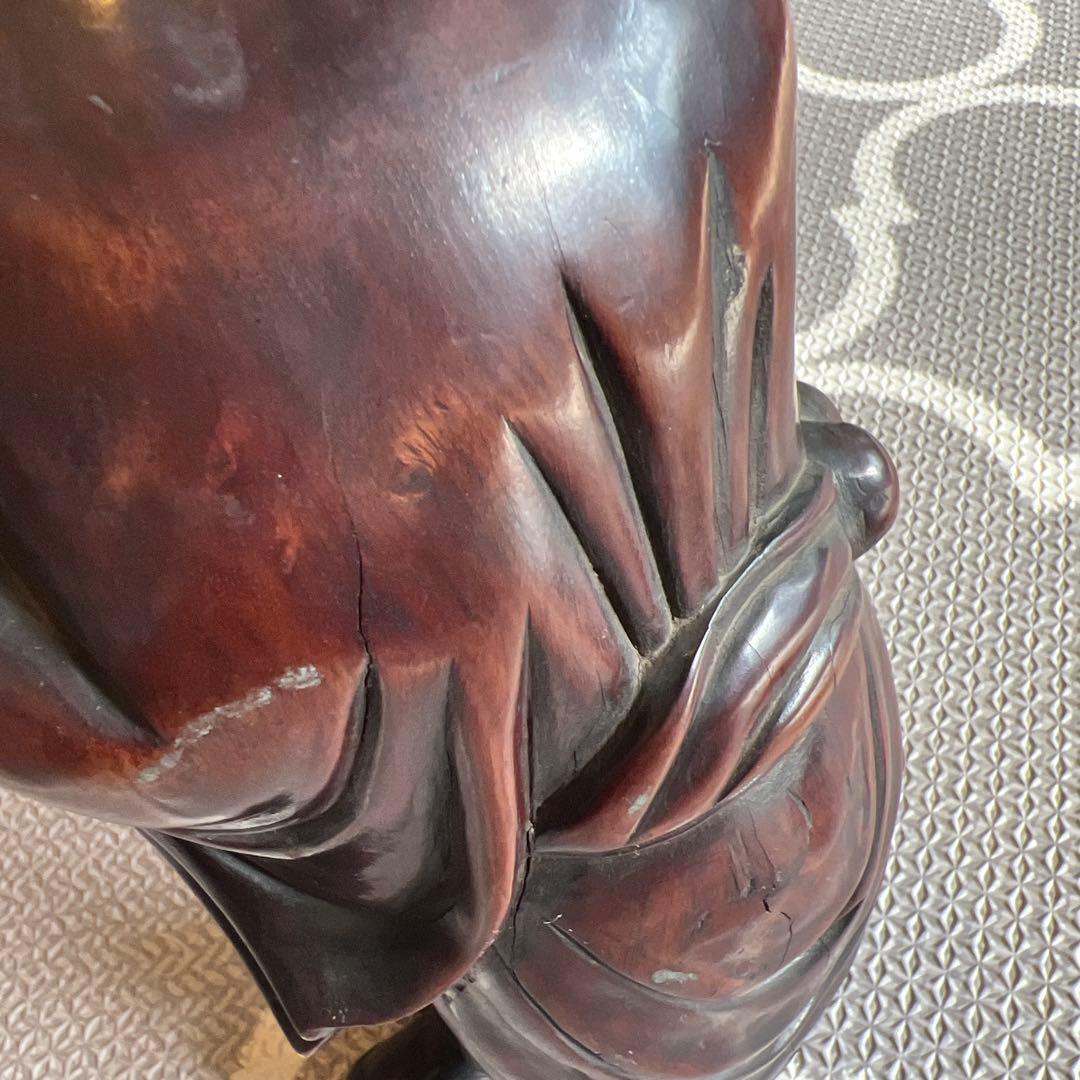 中国の道教の長寿神である寿老人　福禄寿　木彫り