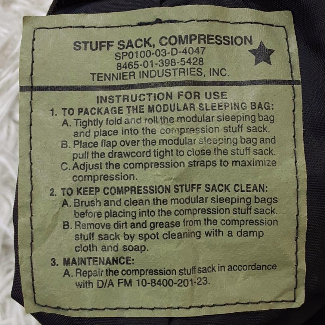美品◎テナーインダストリーズ モジュラー寝袋 黒 カモフラ シュラフ 米陸軍