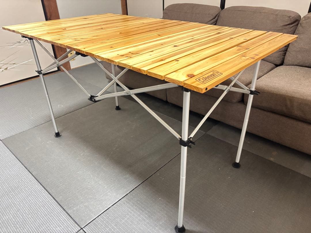 125センチ 廃盤 コールマン ナチュラルウッドロールテーブル 美品