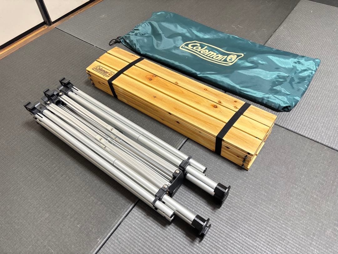 125センチ 廃盤 コールマン ナチュラルウッドロールテーブル 美品
