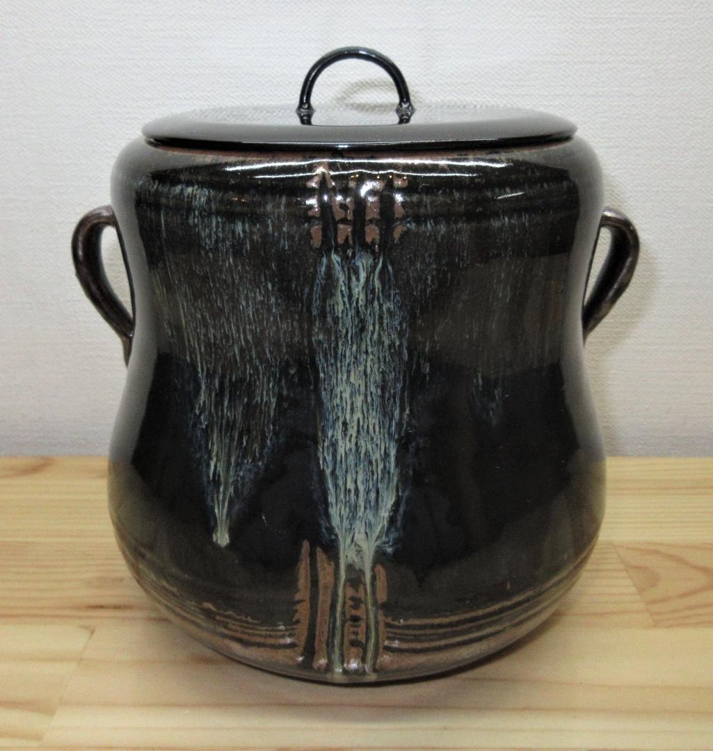 送料込【逢絢亭】茶道具 水指 比古焼 耳付 英彦山 寿山作 共箱入り