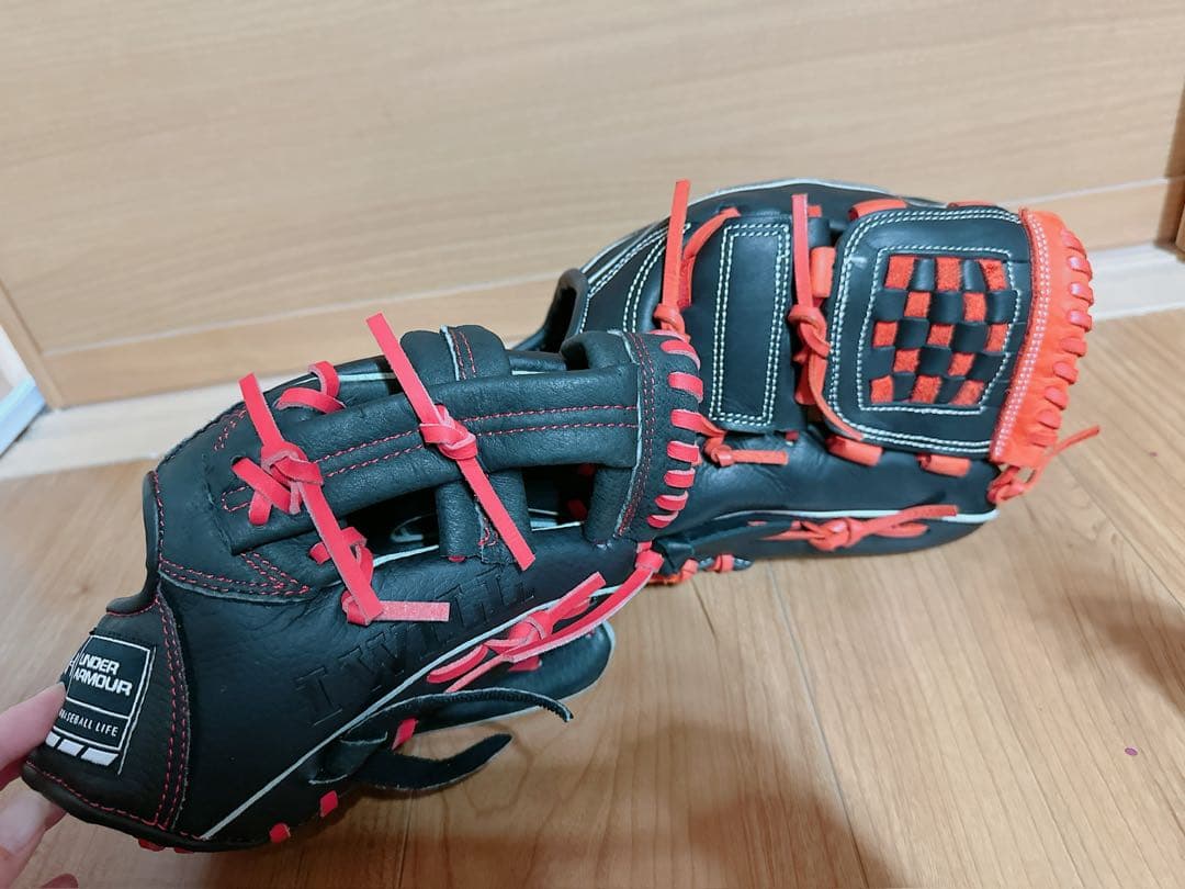 SSK 軟式グローブ 黒/赤 グラブソフナー付き