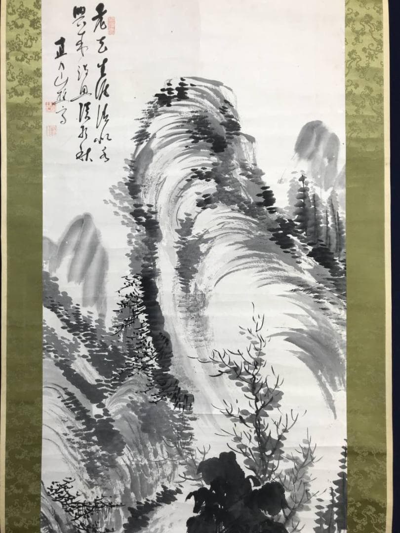 【真作】田能村直入/山水画賛/山水図/掛軸/名家伝来/AD-16