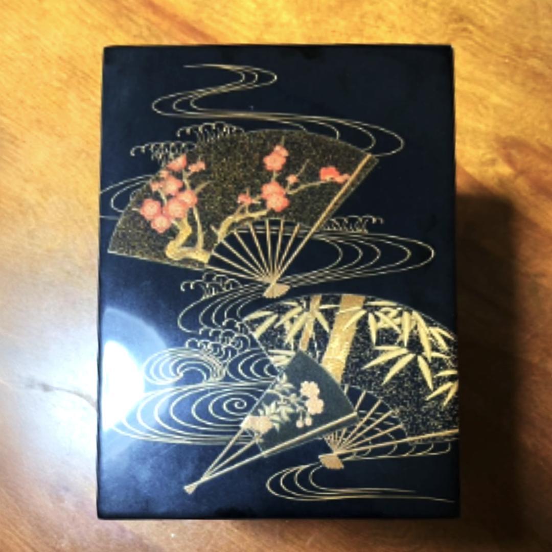 利休扇面蒔絵茶箱　輪島塗　市中五稜作