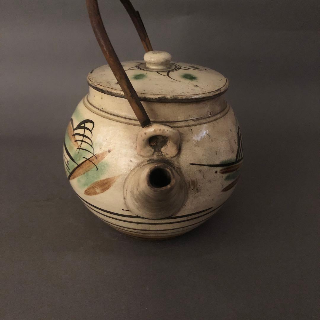 益子焼 色絵山水紋 土瓶