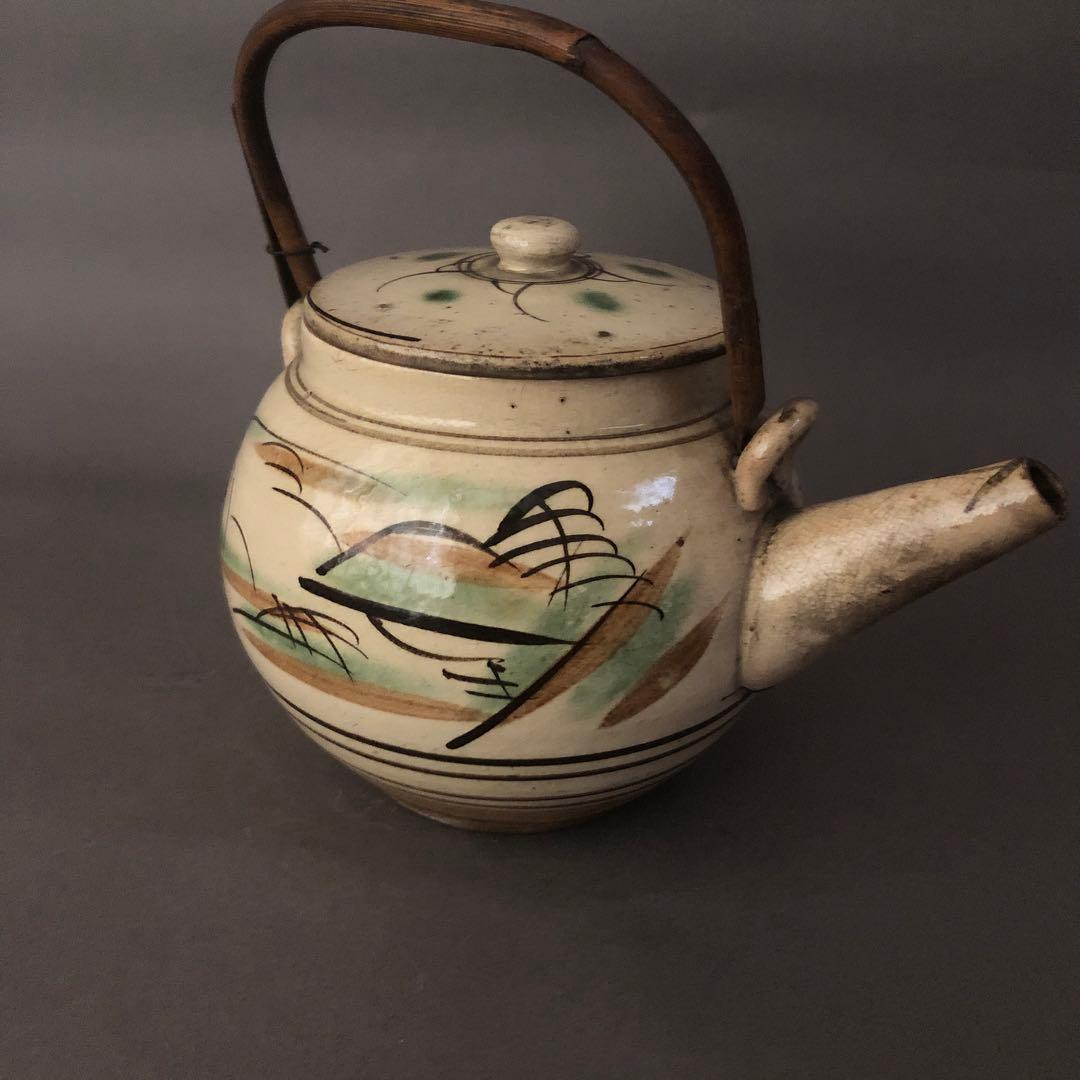 益子焼 色絵山水紋 土瓶