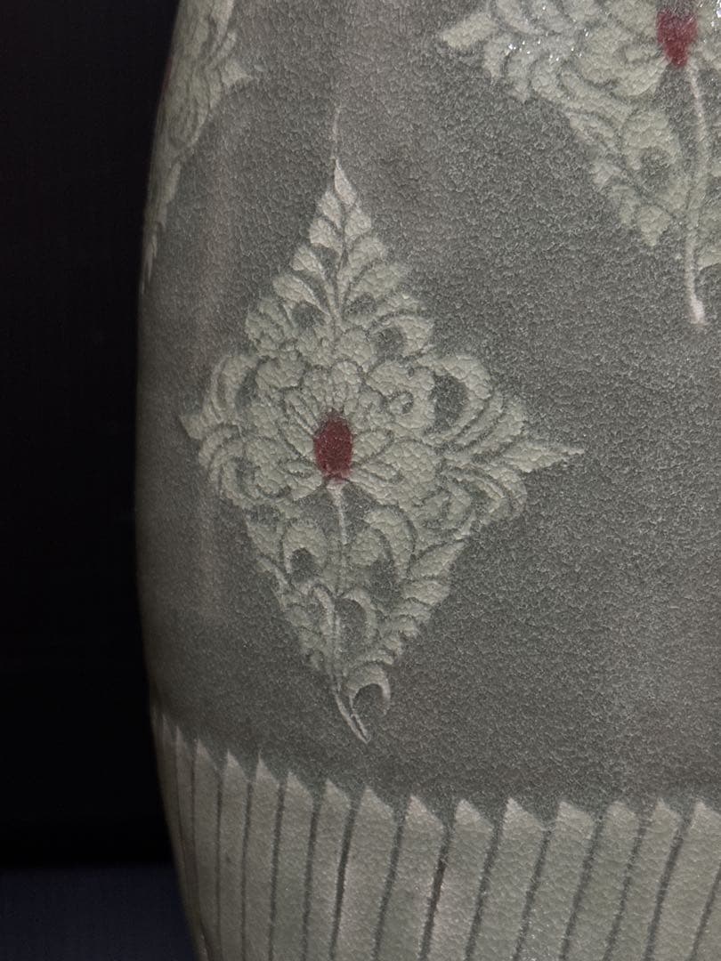 大型 雅山窯 中島正雄 造 高麗青磁 花入 花瓶 共箱付 約30cm