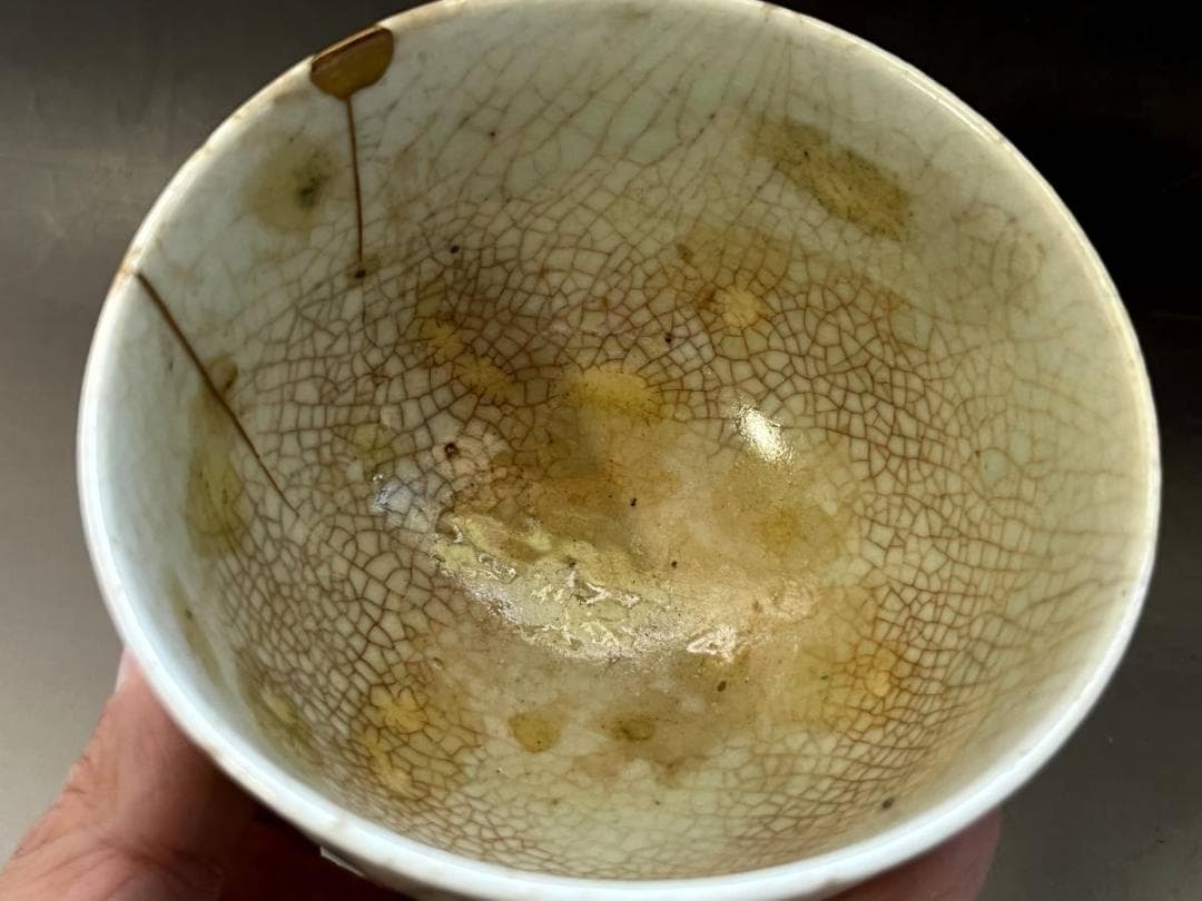茶碗■古伊万里 綱目文茶碗(江戸期) 金継ぎ直し有り お茶道具 時代物 骨董品■