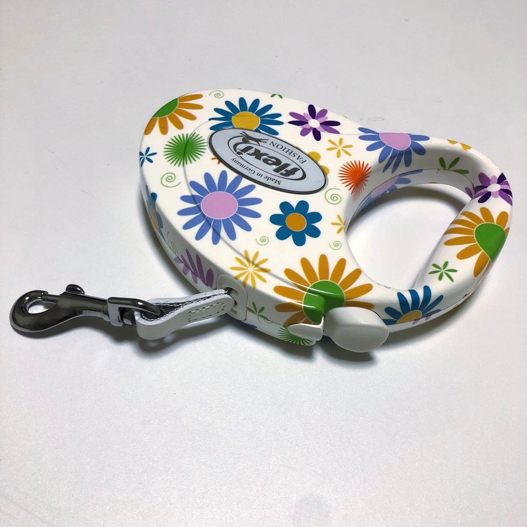 希少 flexi フレキシリード 5mリード 花柄 犬 ペット ホワイト