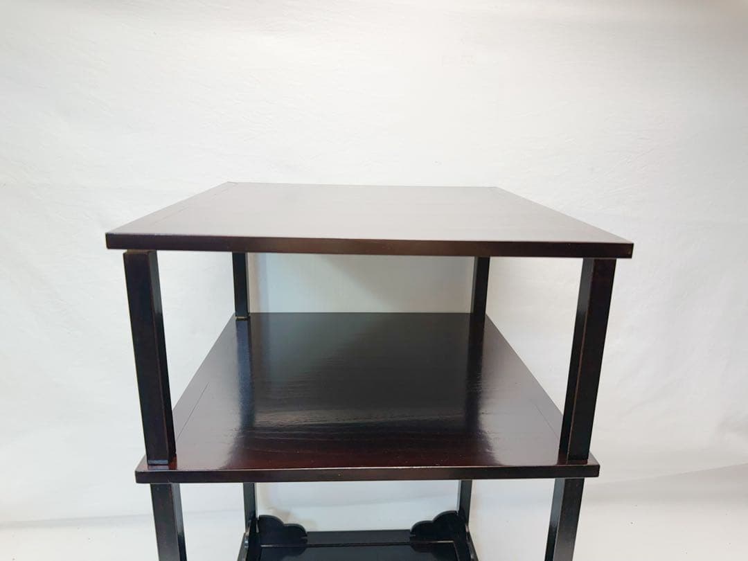 茶道具 溜塗 二重棚 茶棚 組み立式 元箱