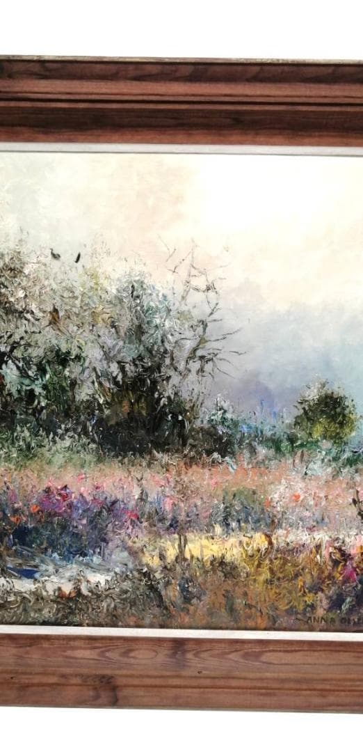 1【真作】アンナ・オルシェウスカ 風景 油彩 1988 ポーランド