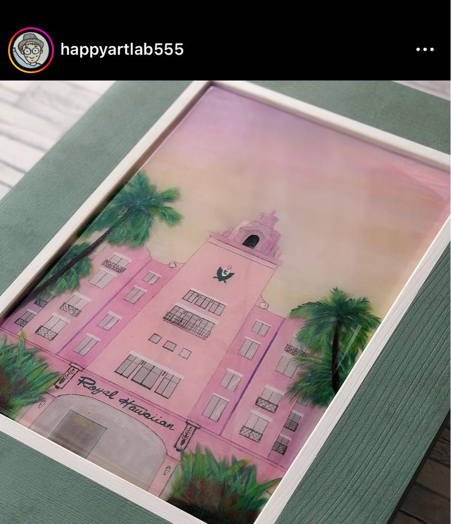 激レア　ロイヤルハワイアンホテル　レジンアート　原画　希少　1点物