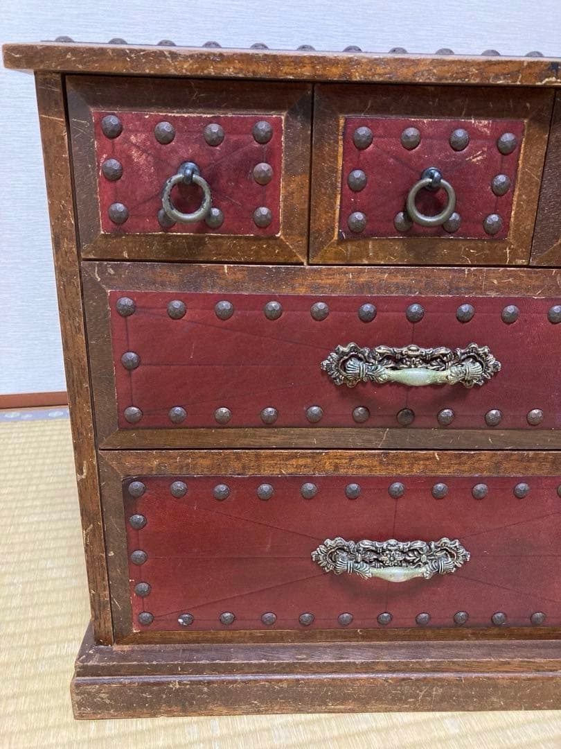 アンティーク チェスト レトロ　箪笥　タンス　本革　ヴィンテージ